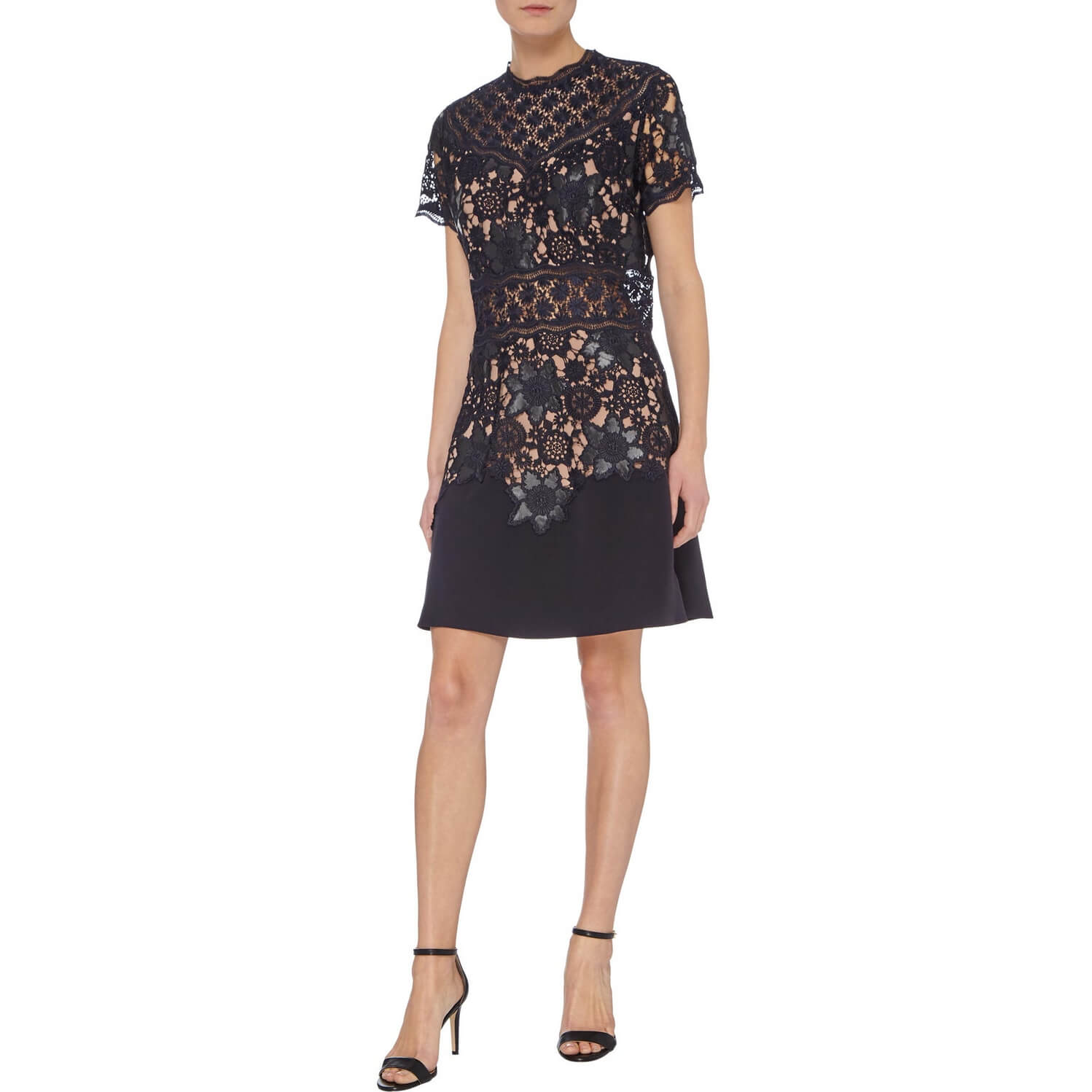 The Kooples Waxed Combo Floral Lace Mini Dress