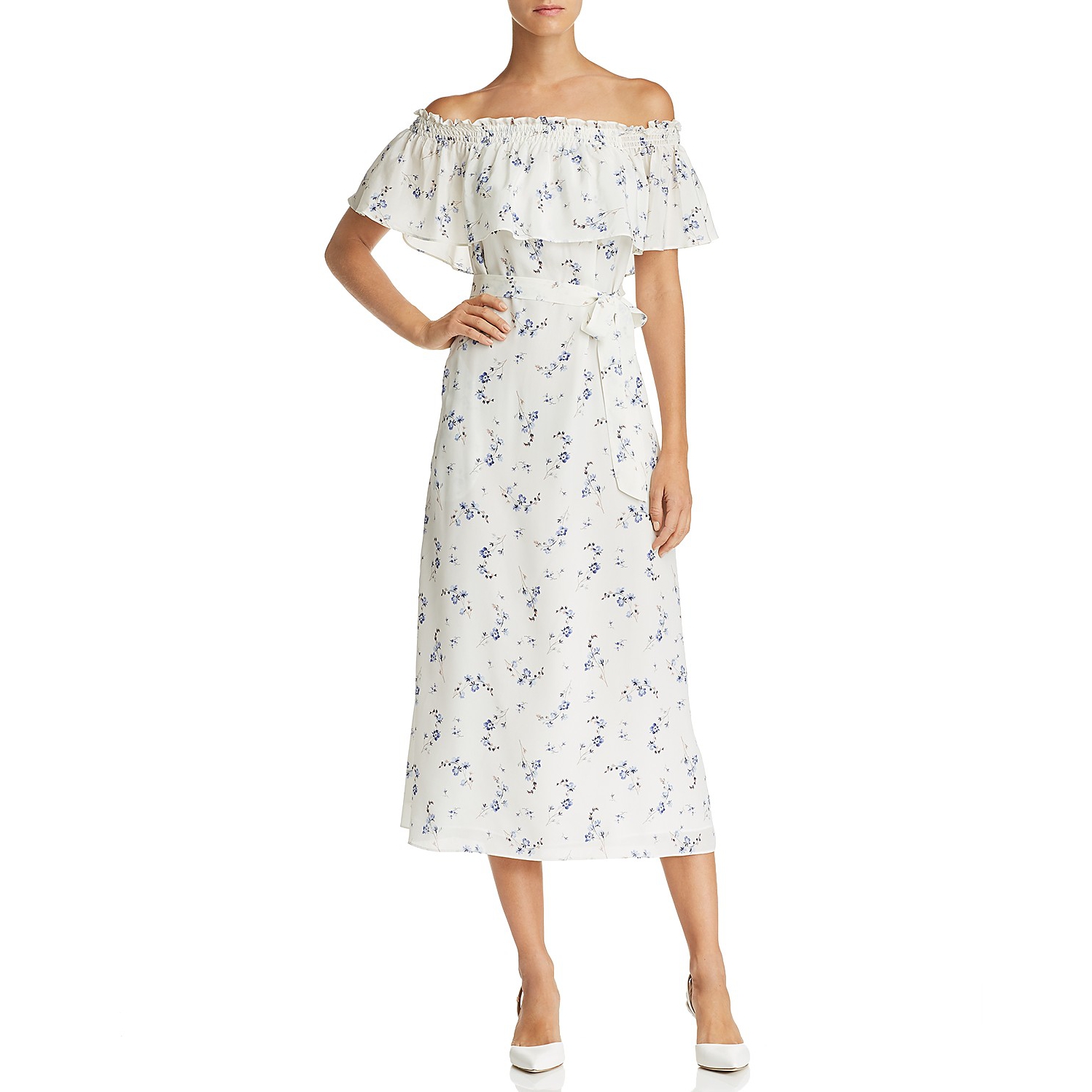 Rebecca Taylor Francine Off-the-Shoulder Floral Silk Dress