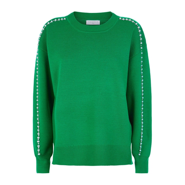 Sandro Wool-Blend Embellished Crewneck Sweater – evaChic