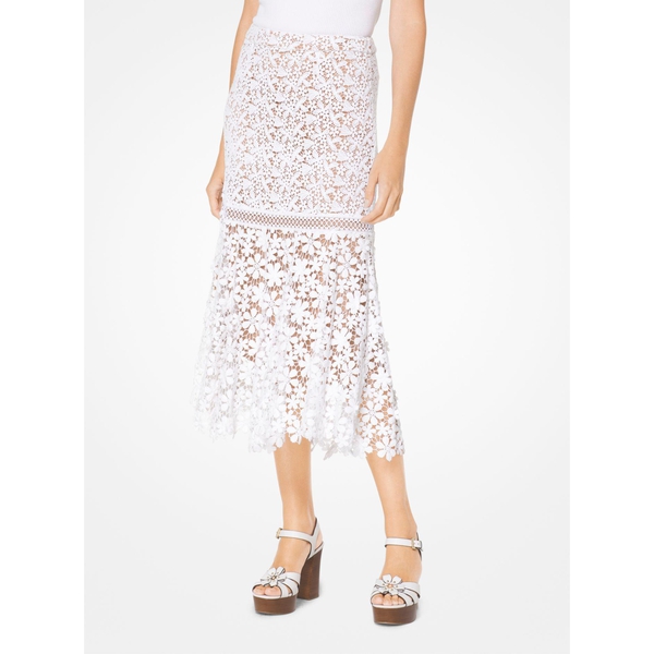 Michael Kors Mixed Floral Lace Skirt