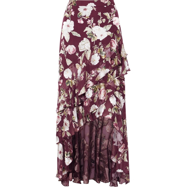 Alice + Olivia Walker Asymmetric Tiered Floral Print Fil Coupé Skirt ...