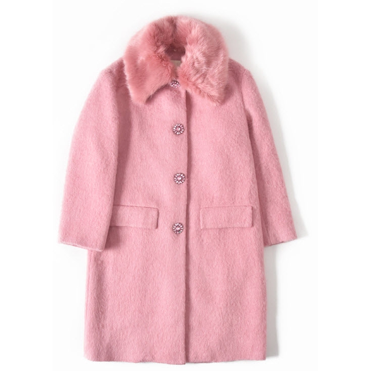 Pink Fur Trim Coat Up To, Faux Fur Trim Coat Pink