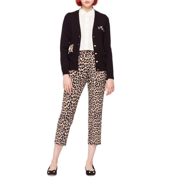 Kate Spade Meow Leopard Embroidered Cardigan