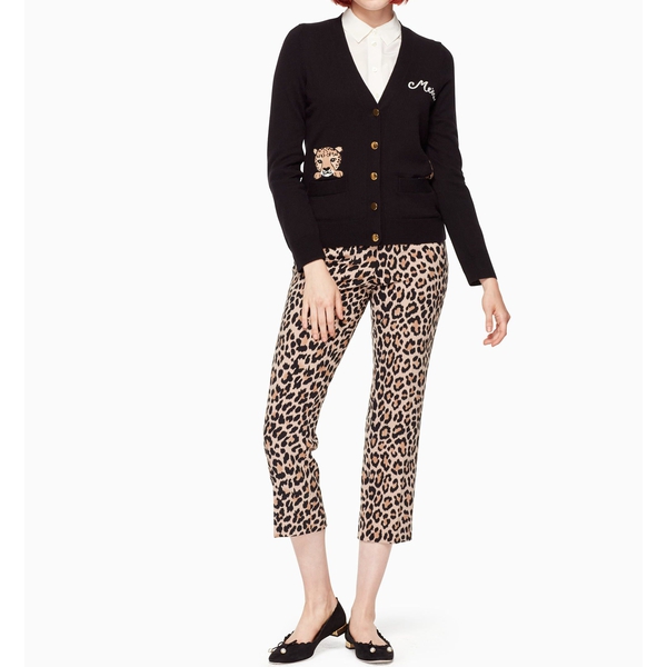Kate Spade Meow Leopard Embroidered Cardigan – evaChic