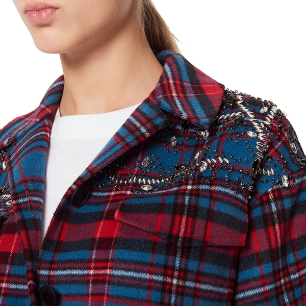 Cropped Flannel Embellished Blouson - Ready to Wear