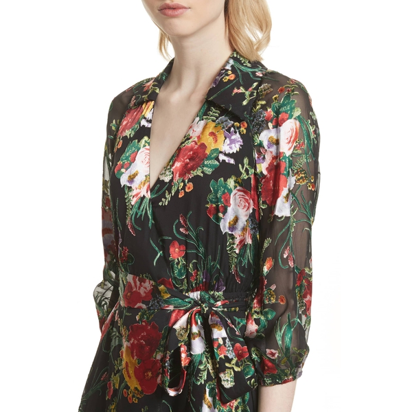 Alice + Olivia Abney V-Neck Floral Wrap Shirtdress – evaChic