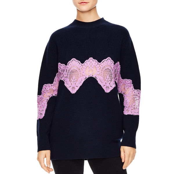 Sandro Mystère Sheer Lace-Inset Sweater