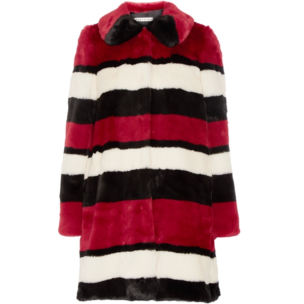 Alice + Olivia Kinsley Oversized Stripe Faux Fur Coat – evaChic