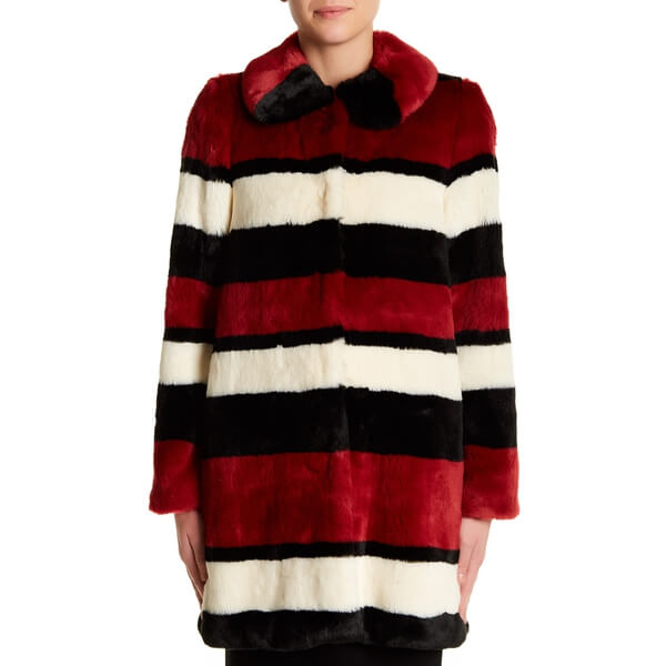 Alice + Olivia Kinsley Oversized Stripe Faux Fur Coat