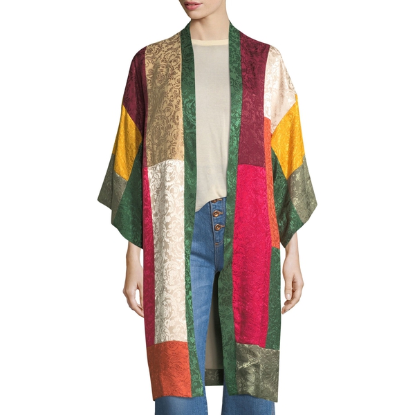 Alice + Olivia Lupe Long Patchwork Jacquard Kimono