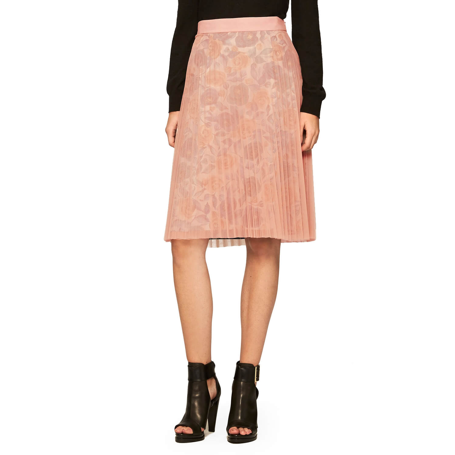 Burberry Brit Watercolor Roses Pleated Tulle Skirt