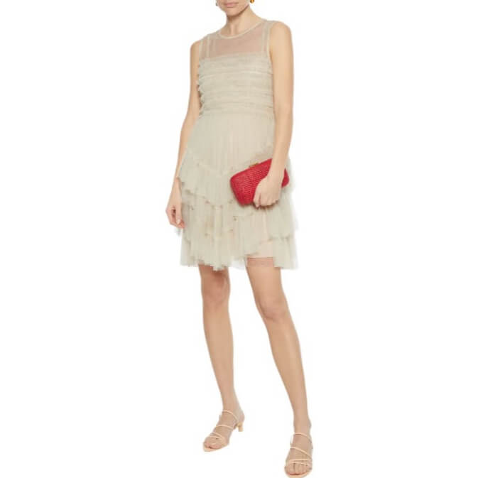 RED Valentino Ruffled Point D'esprit Tulle Mini Dress-3