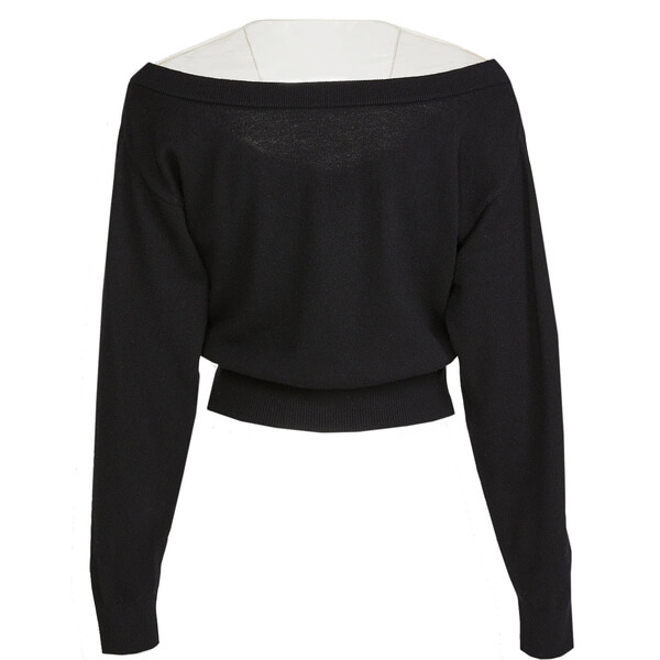 Alexander Wang Cropped Tulle-Trimmed Wool-Blend Sweater – evaChic