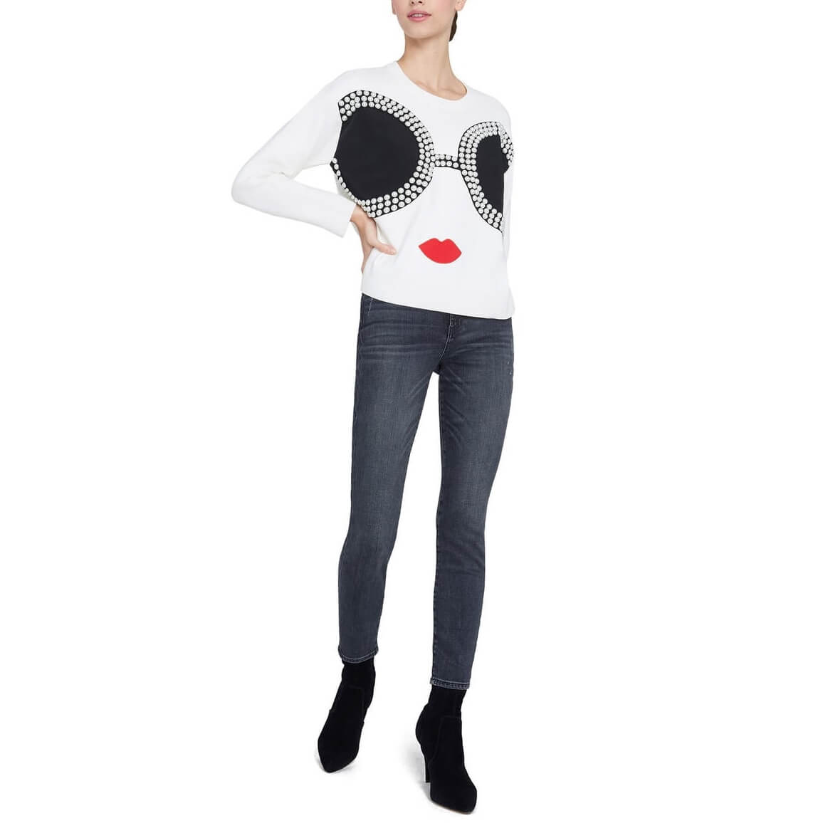 Alice + Olivia Gleeson Embellished Staceface Sweater