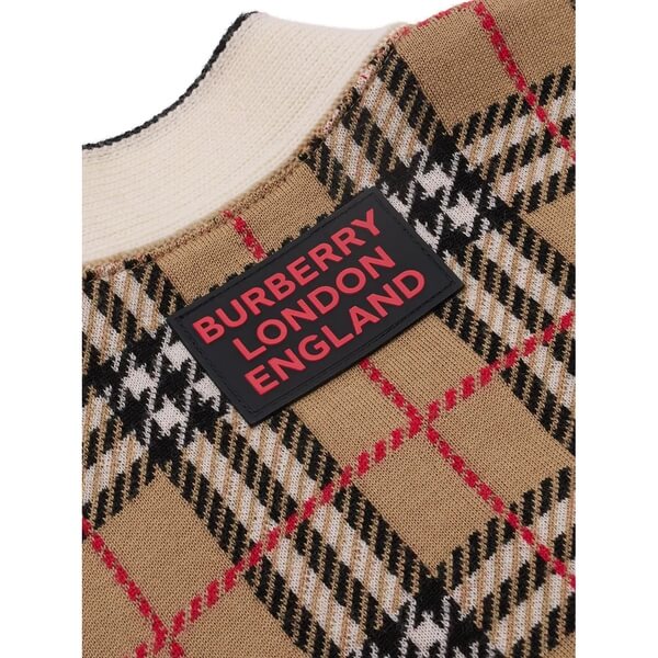 Burberry Kids Check & Leopard Merino Wool Jacquard Cardigan – evaChic