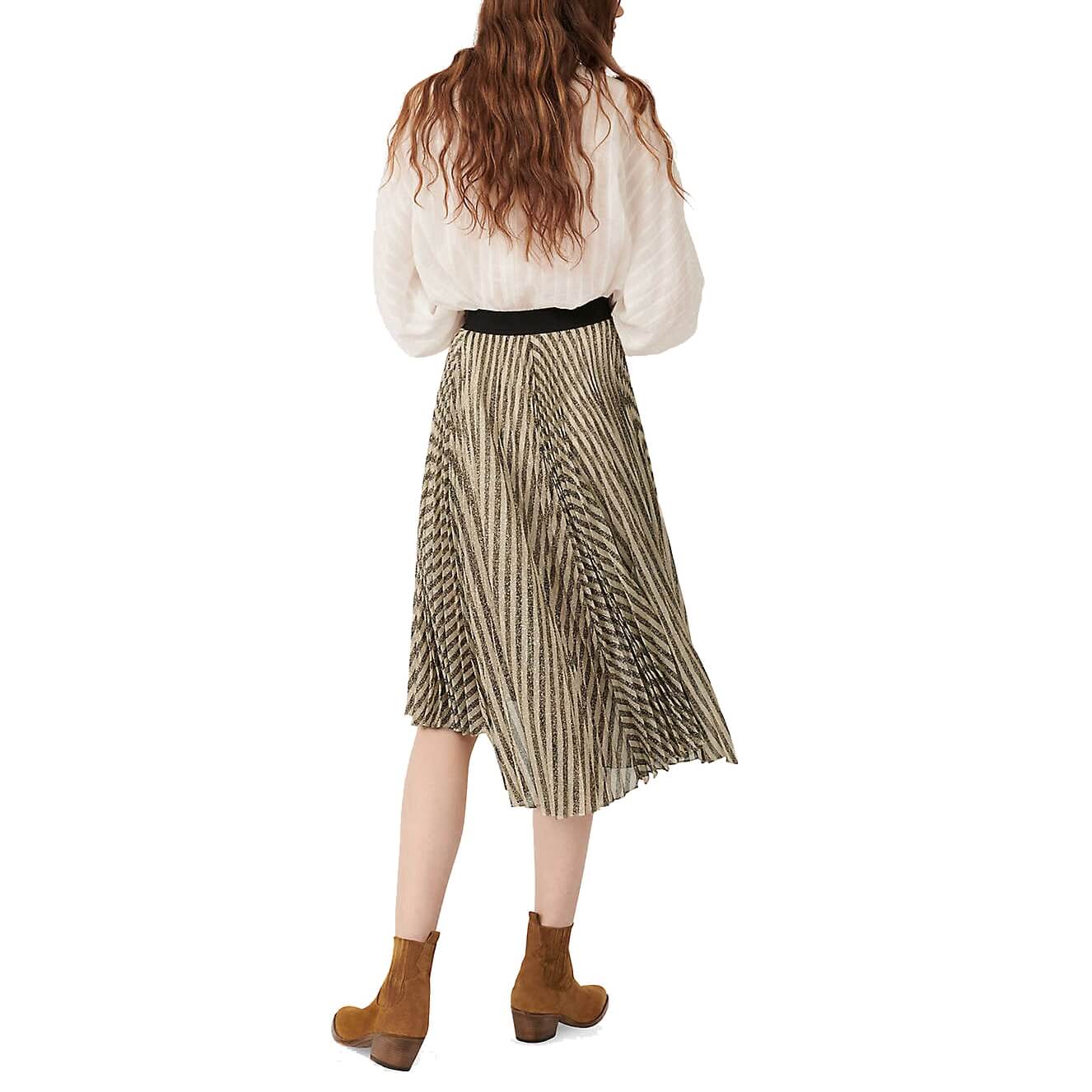 Maje Jungla Asymmetric Stripe Lurex Pleated Skirt – evaChic