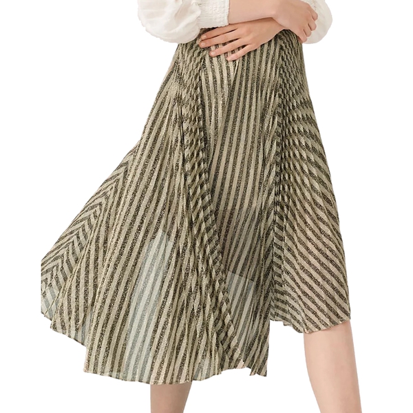 Maje Jungla Asymmetric Stripe Lurex Pleated Skirt – evaChic