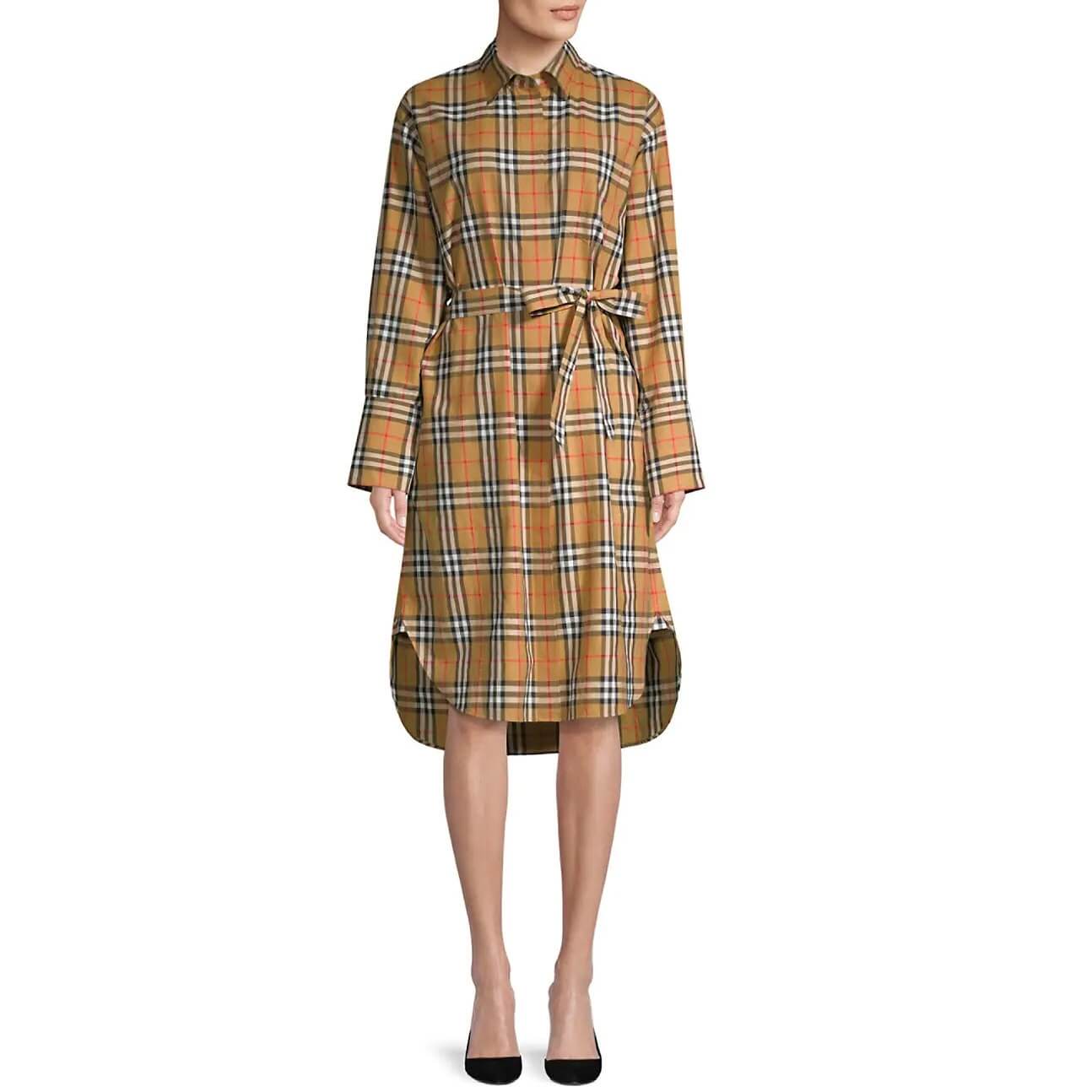Burberry Isotto Vintage Check Cotton Tie-waist Shirt Dress – evaChic
