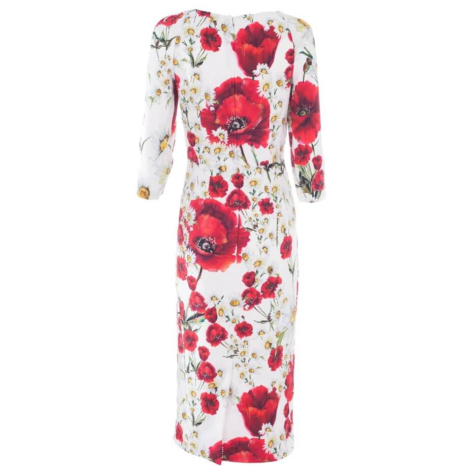 Dolce & Gabbana Open-Neck Poppy & Daisy Cady Sheath Dress – evaChic