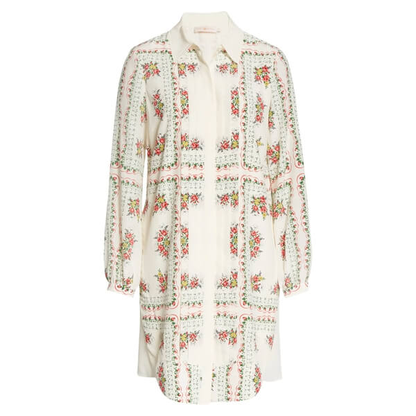 Tory Burch Cora Garden Veil Long-Sleeve Silk Shirtdress – evaChic