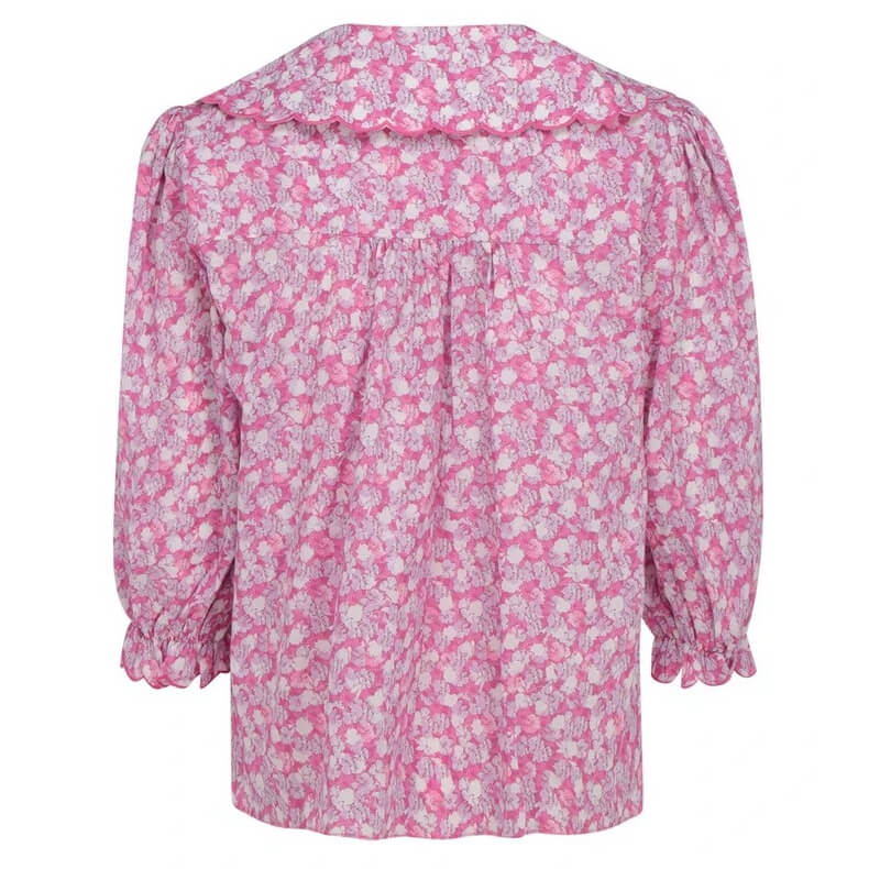 Rixo Carly Faded Floral Print Scalloped Blouse – evaChic