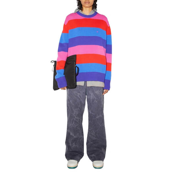Acne Studios Face Patch Striped Wool Sweater