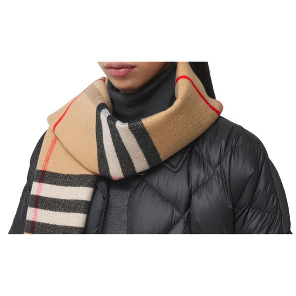 Burberry Love and Check Cashmere Jacquard Scarf