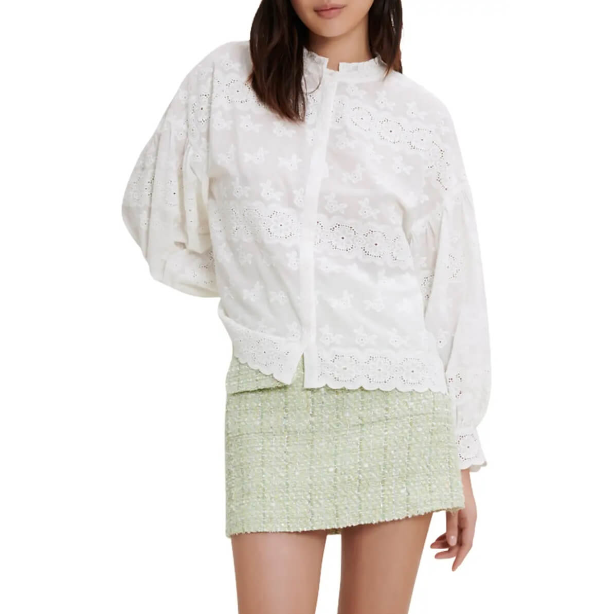 Maje Ceanna Eyelet Embroidered Cotton Shirt
