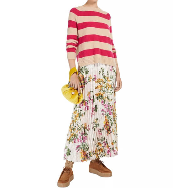 Max Mara Weekend Garbo Floral Print Pleated Skirt