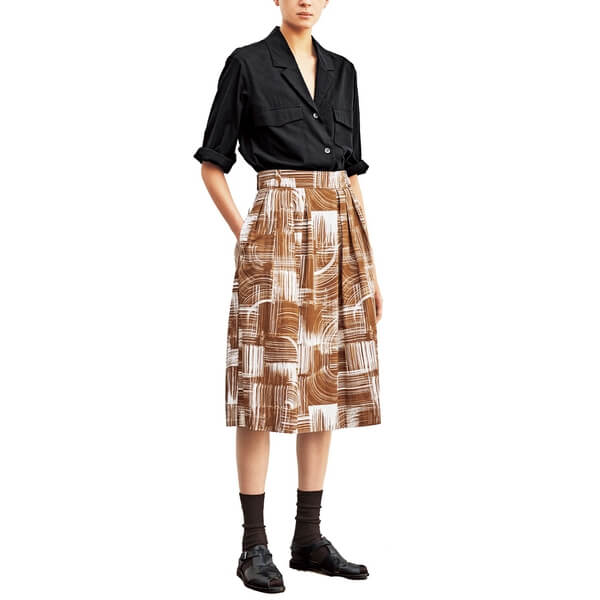 Margaret Howell Cotton Poplin Flared Midi Skirt