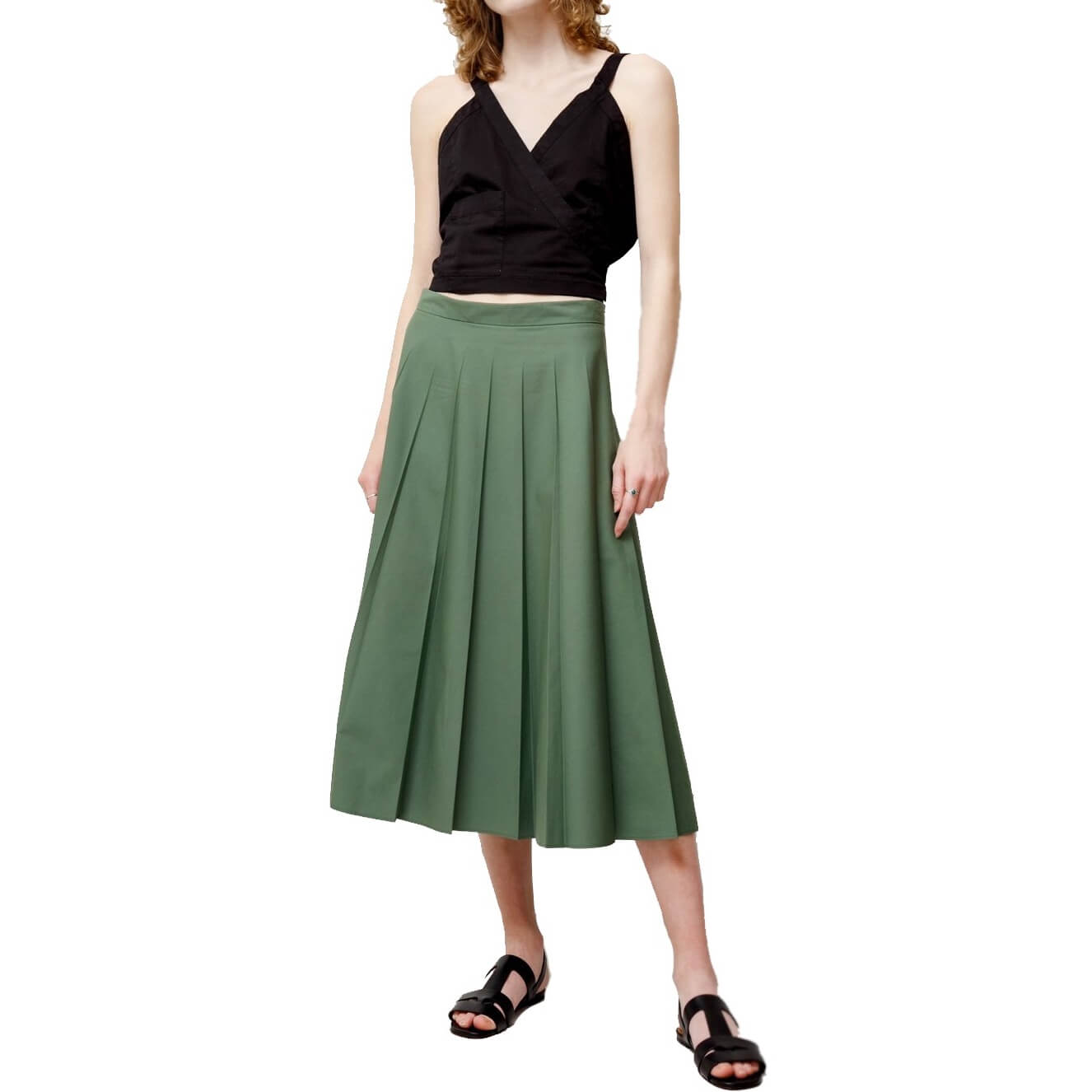 Margaret Howell Fade Out Pleat Cotton-Blend Skirt