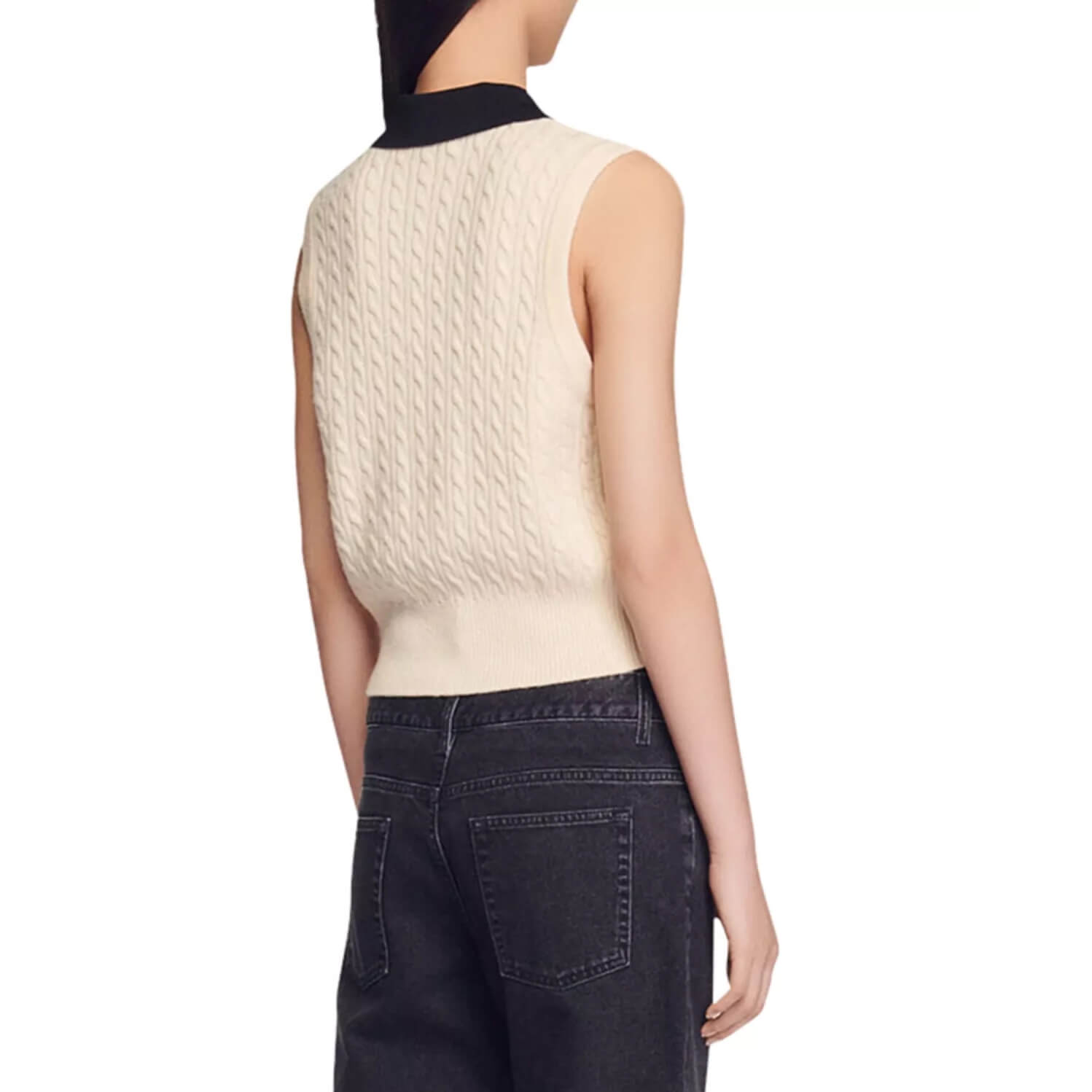 Sandro Suzy Cable Knit Wool-Blend Vest – evaChic