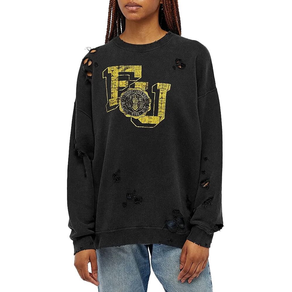 R13 F.U. Distressed Oversized Cotton-Blend Sweatshirt