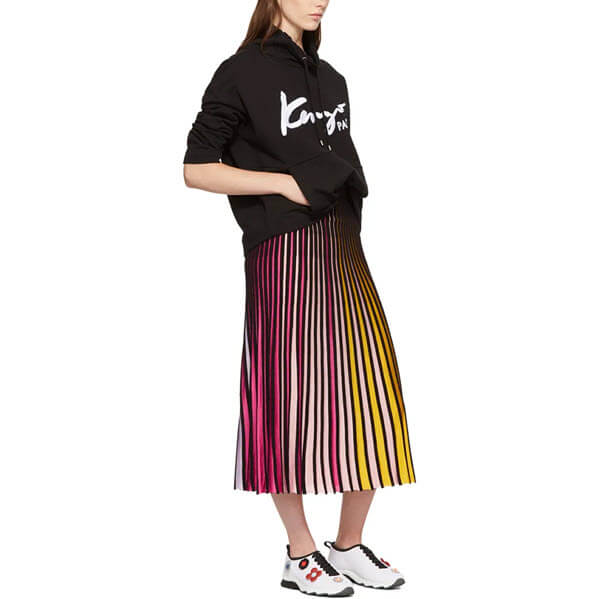 Kenzo multicolor striped rib knit midi skirt