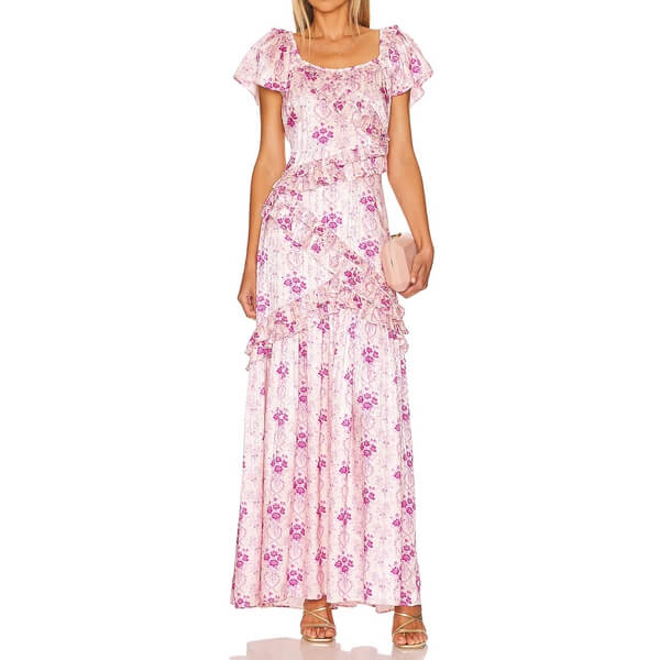 Kenya Floral Long Maxi Casual Slit Ruffle Dress main image 1