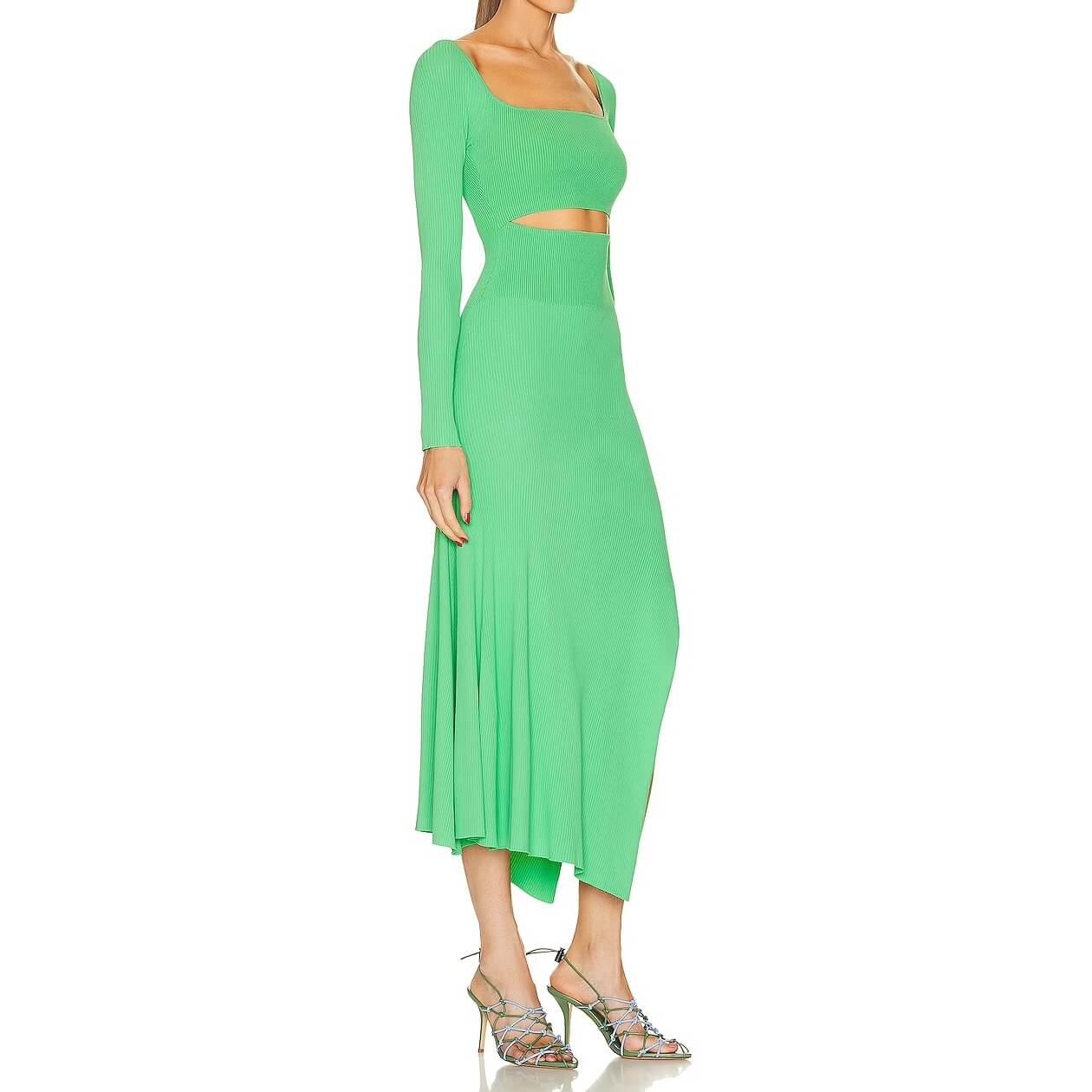 Elara Asymmetric Midi Dress - Black